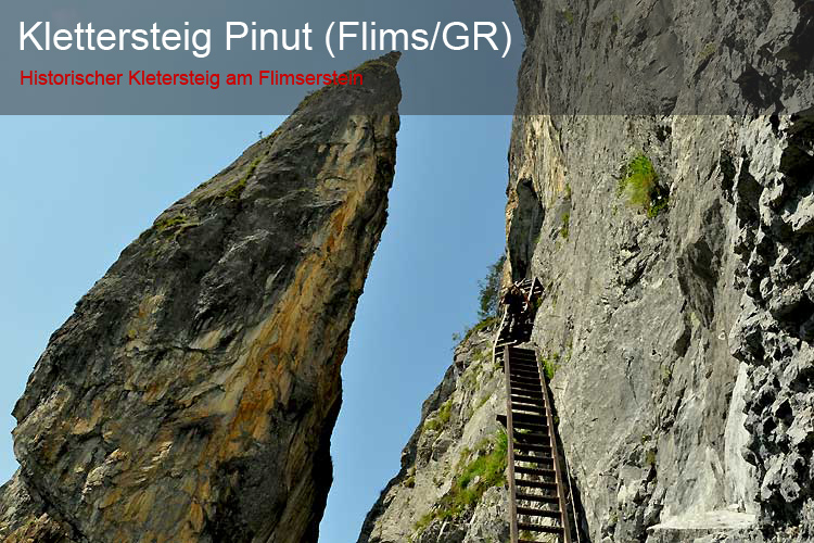 Einstieg in den historischen Klettersteig Pinut bei Flims