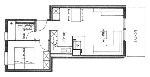 Grundrissplan der Ferienwohnung Casa Ansiel in der Gemeinde Falera (Graubünden)